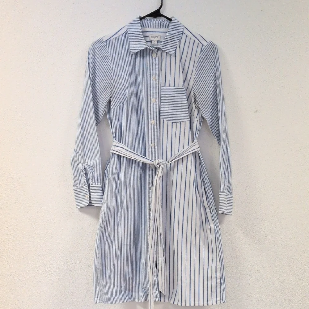 J. Crew White and Blue Striped Button-Up - Picture 1 of 3